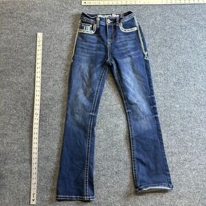 Western Blue Jeans Girls Size 1 Blue Bootcut Embroidered Sequin Pocket Denim